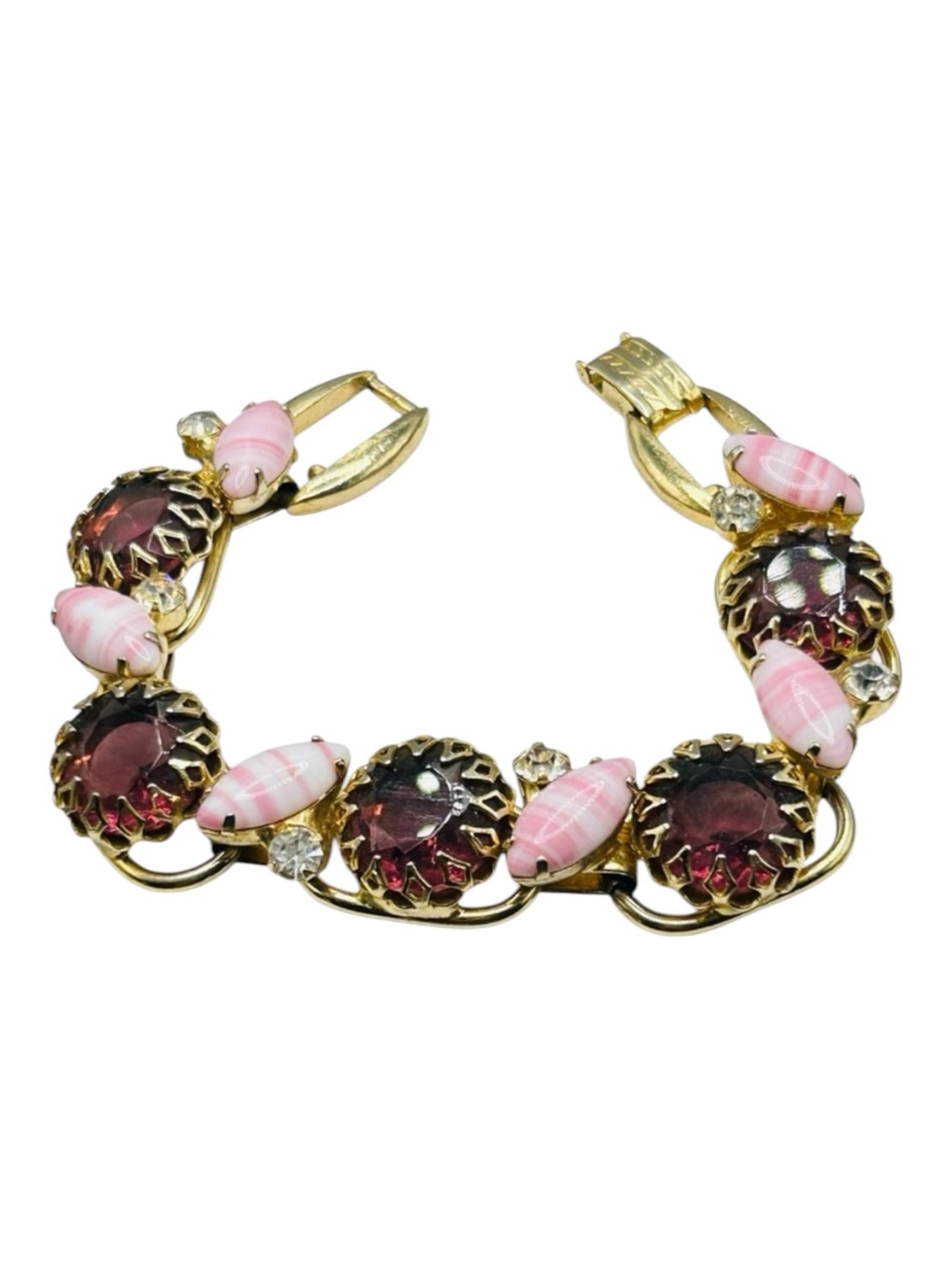 Vintage D&E Juliana Purple and Pink Five Link Bracelet